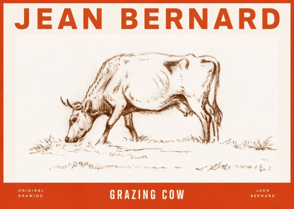 Jean Bernard Grazing Cow II No2 - Plakat