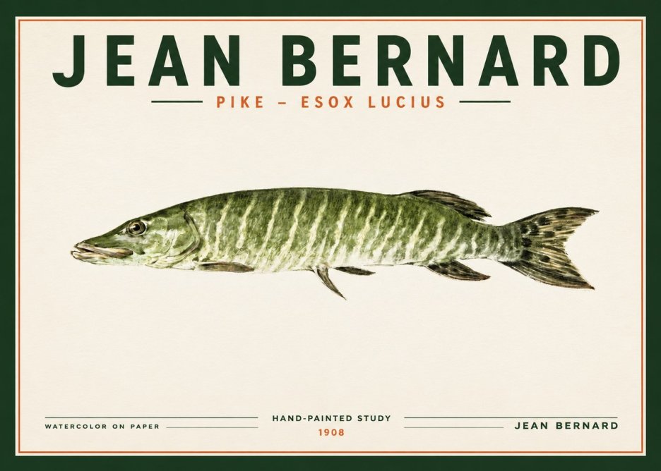 Jean Bernard Northern Pike No3 - Plakat