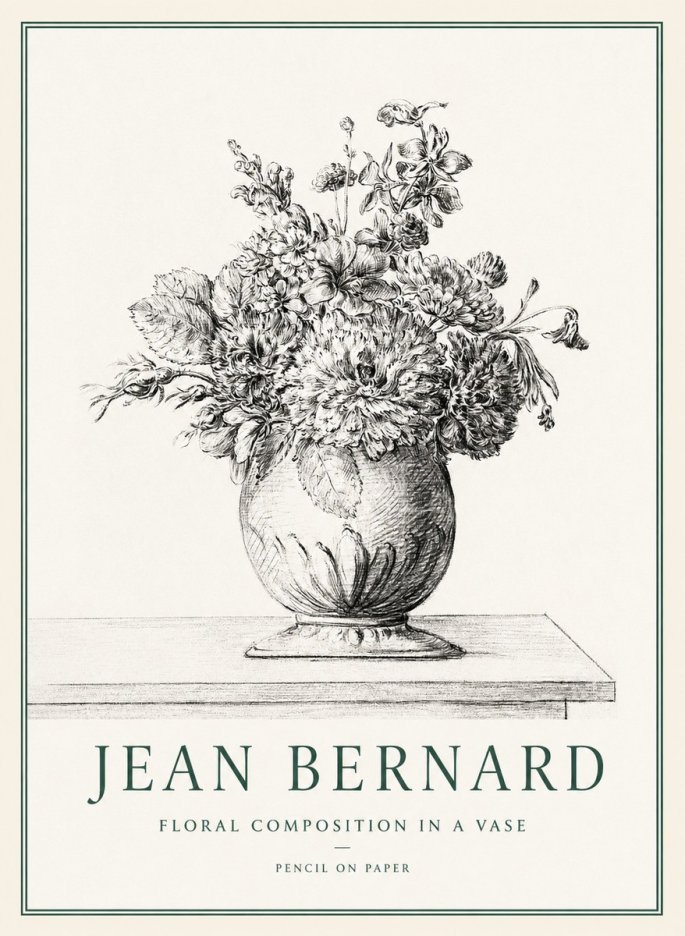 Jean Bernard Floral Composition in a Vase No1 - Plakat