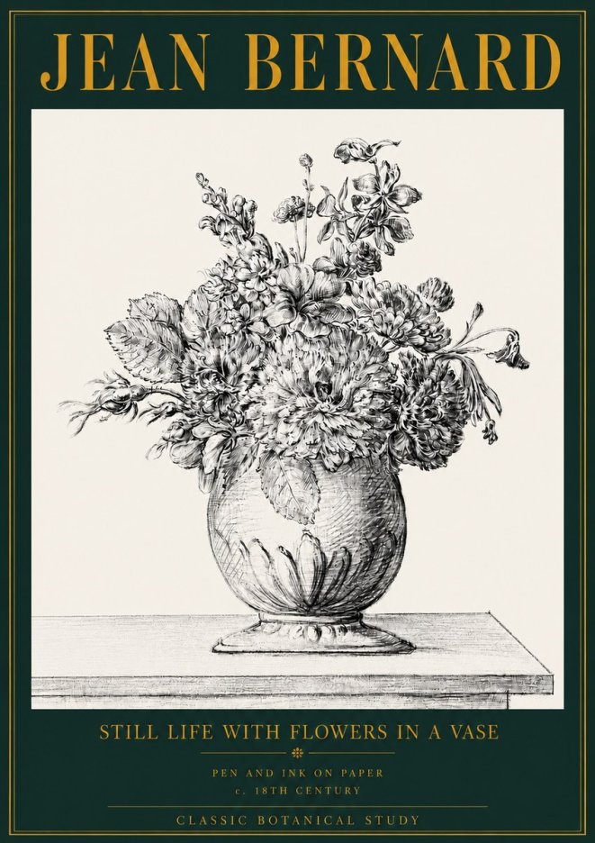Jean Bernard Floral Composition in a Vase No4 - Plakat