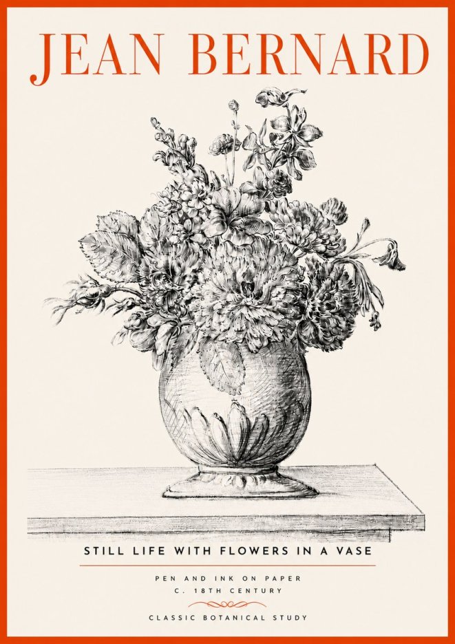 Jean Bernard Floral Composition in a Vase No5 - Plakat