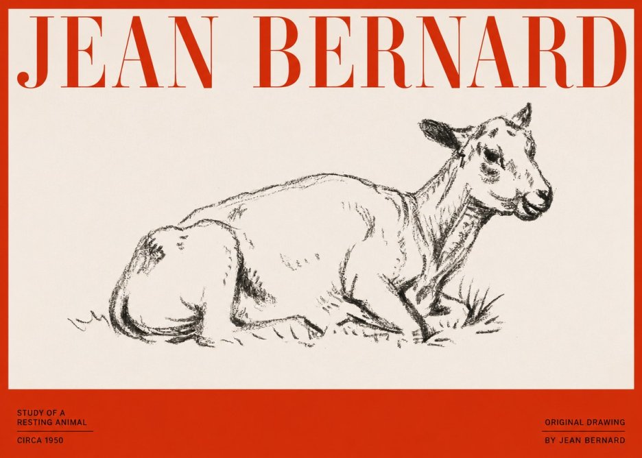 Jean Bernard Study of a Resting Animal No2 - Plakat