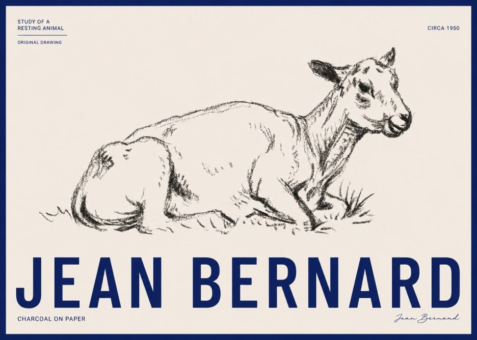 Jean Bernard Study of a Resting Animal No3 - Plakat
