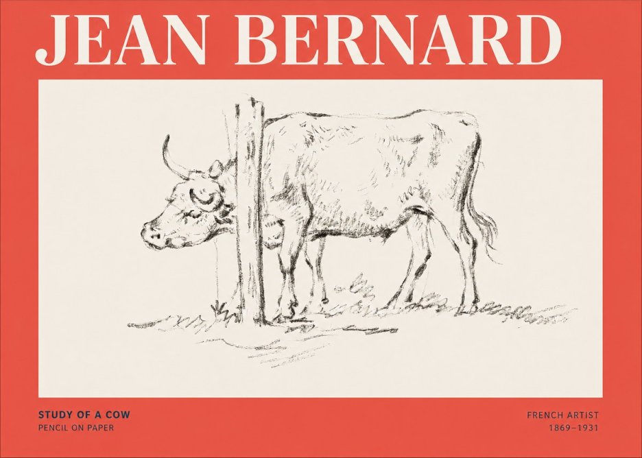 Jean Bernard Study of a Cow VII No5 - Plakat
