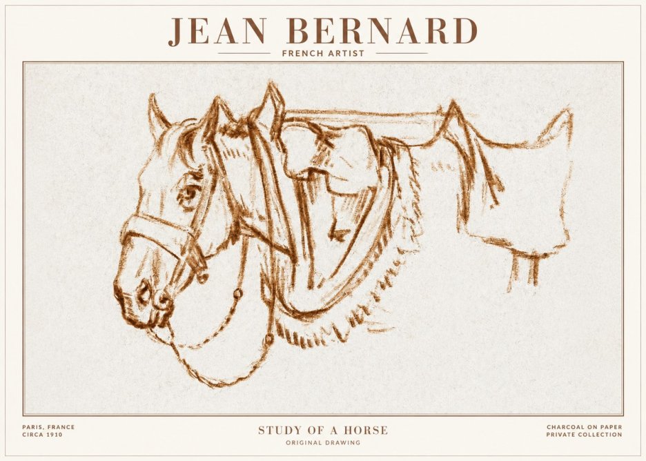 Jean Bernard Study of a Horse VII No1 - Plakat