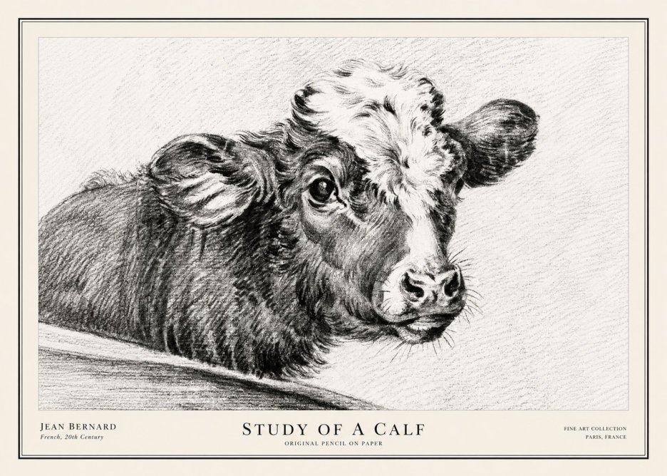 Jean Bernard Study of a Calf II No3 - Plakat