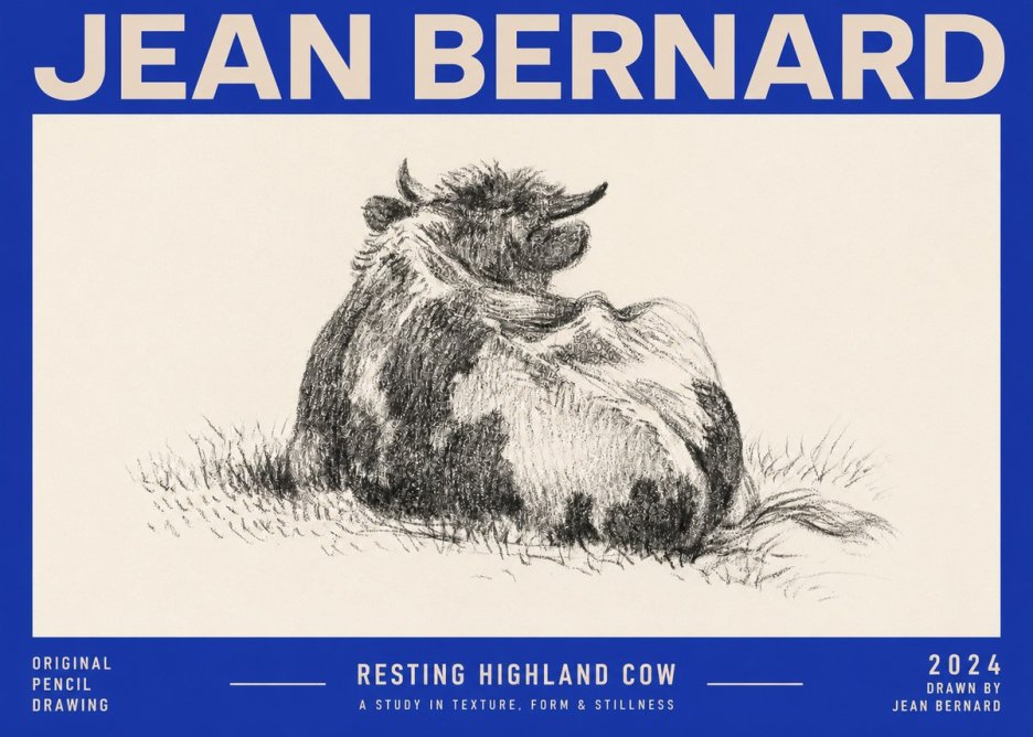 Jean Bernard Resting Highland Cow No2 - Plakat