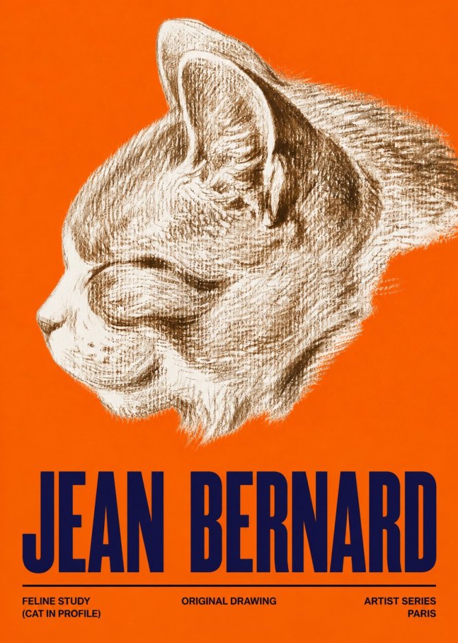 Jean Bernard Cat Study VI No5 - Plakat