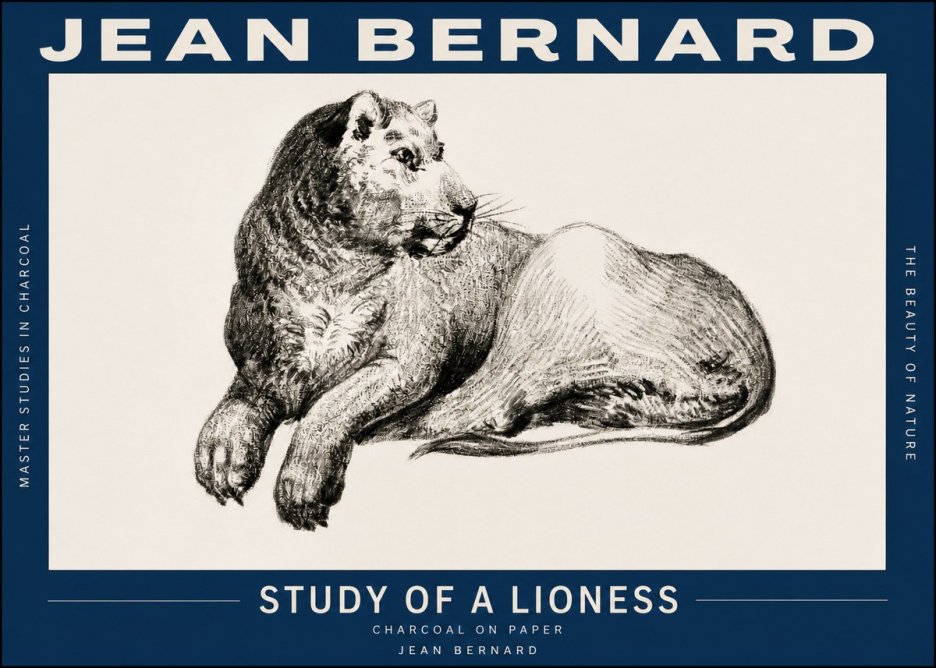 Jean Bernard Lying Lioness No3 - Plakat