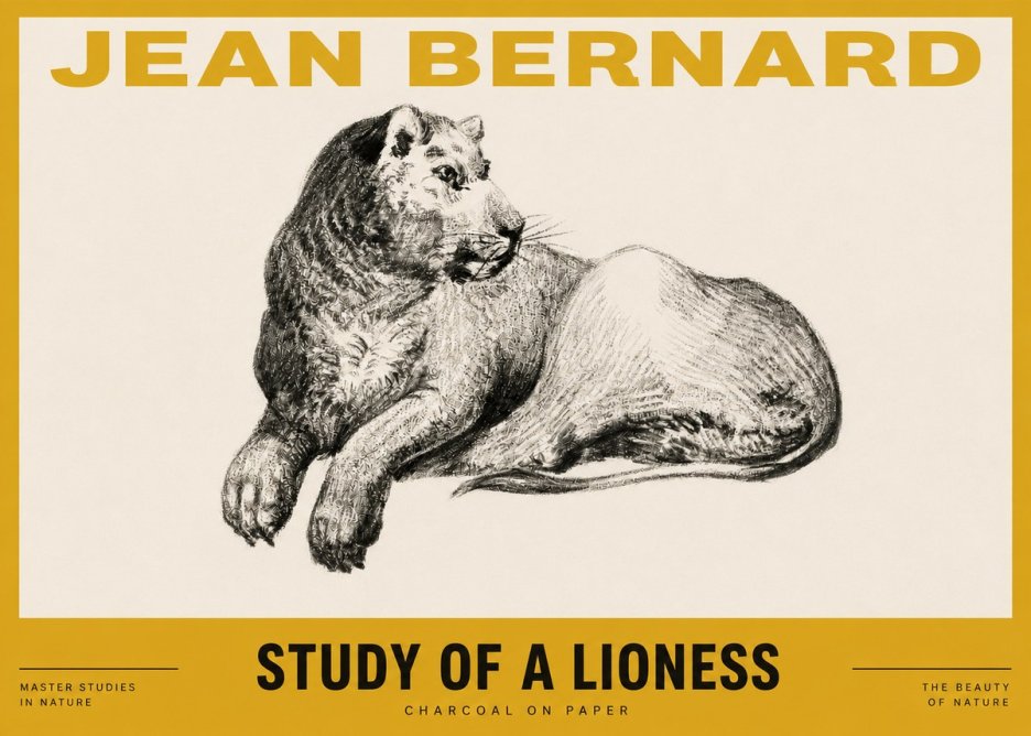Jean Bernard Lying Lioness No4 - Plakat