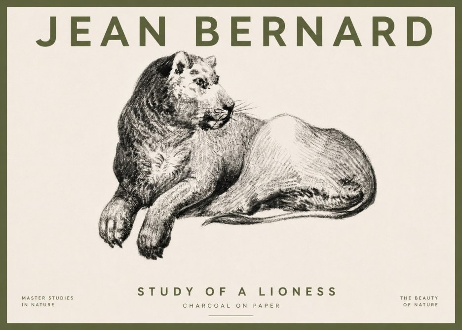Jean Bernard Lying Lioness No5 - Plakat