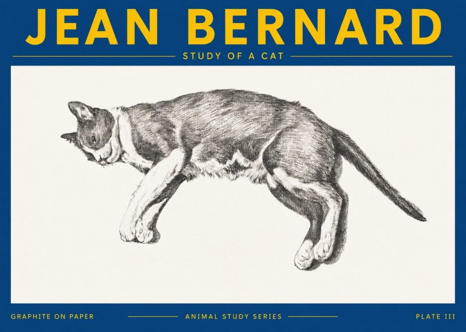 Jean Bernard Cat Study VII No5 - Plakat