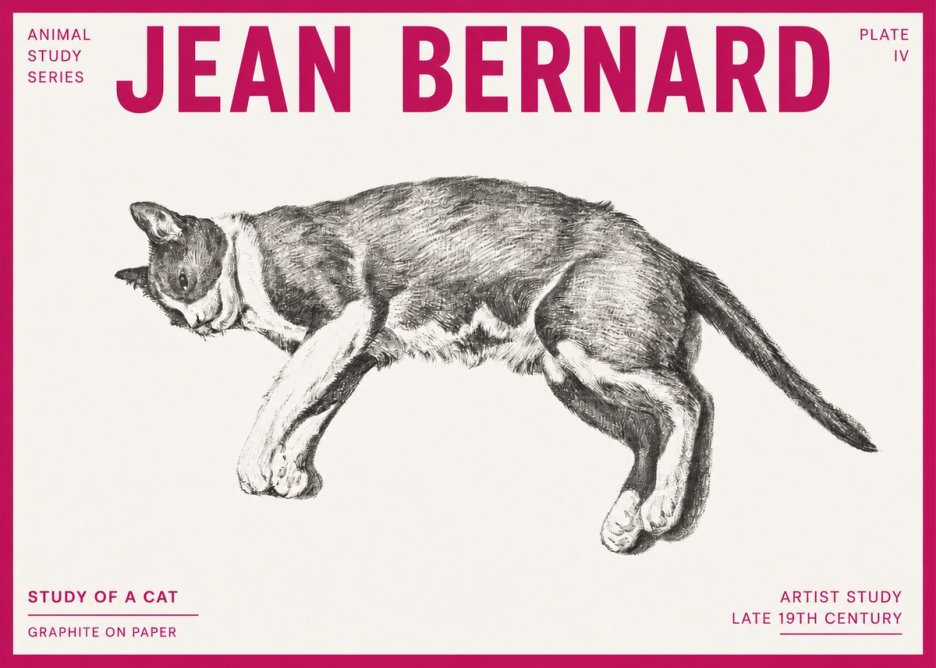Jean Bernard Cat Study VII No6 - Plakat