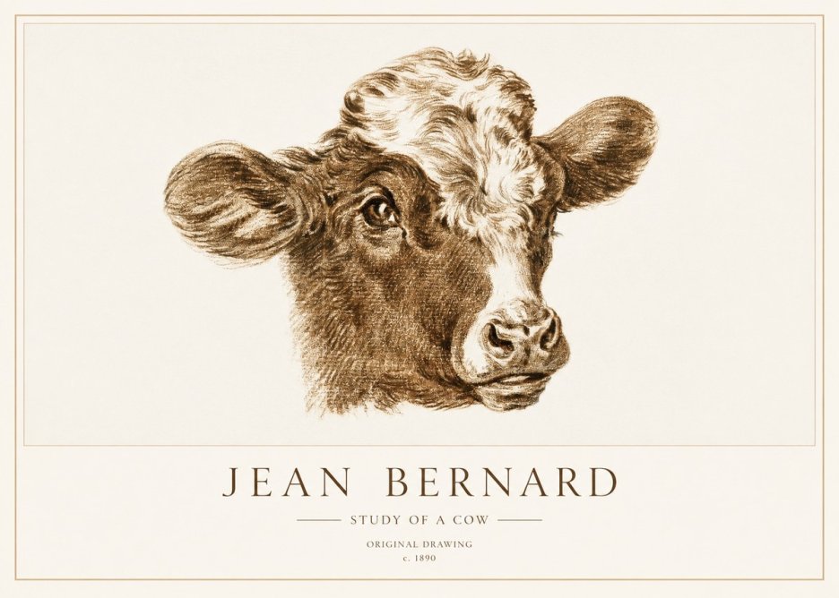 Jean Bernard Study of a Cow VIII No3 - Plakat