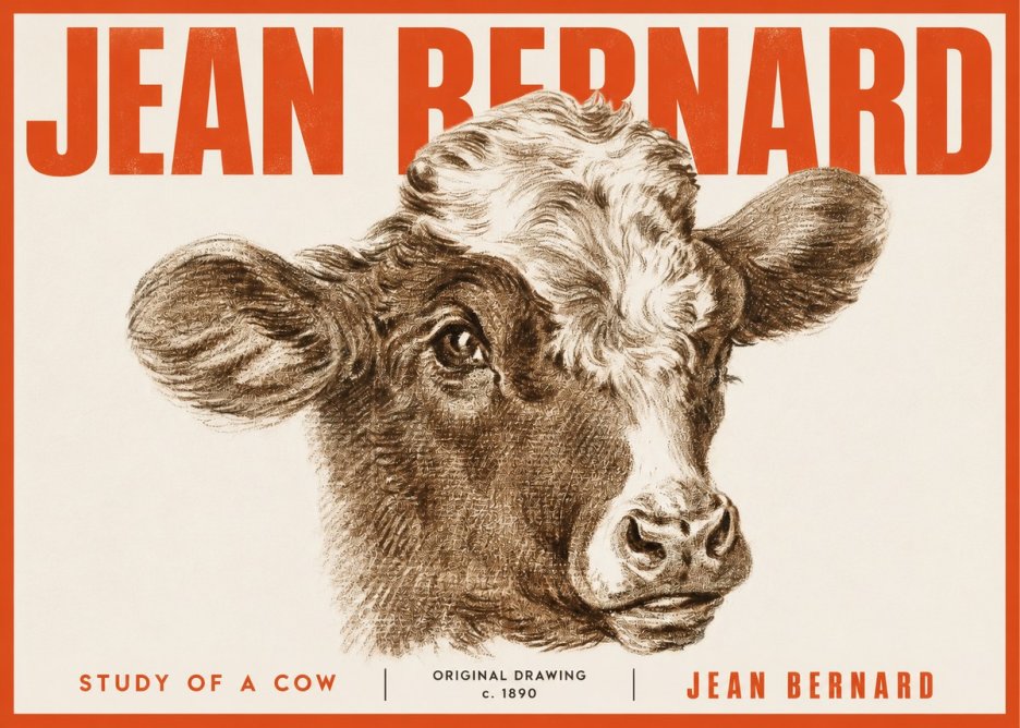 Jean Bernard Study of a Cow VIII No4 - Plakat