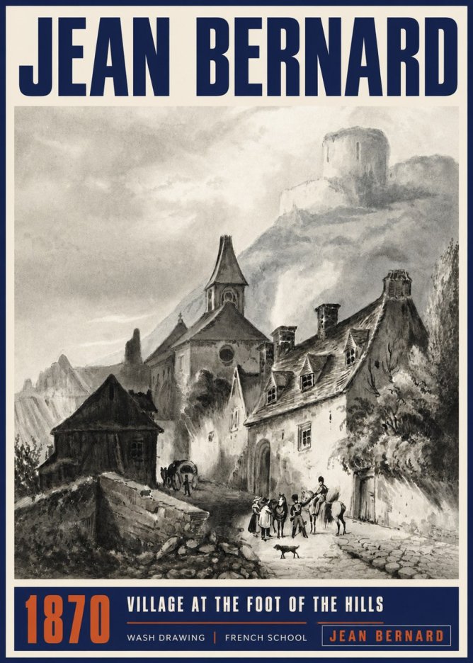 Jean Bernard Village at the Foot of the Hill No5 - Plakat