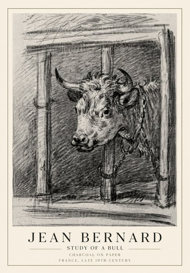 Jean Bernard Study of a Bull II No1 - Plakat