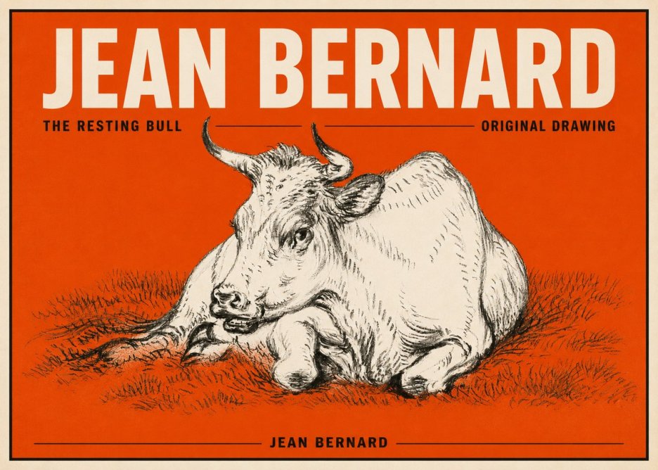 Jean Bernard Study of a Cow, Resting No6 - Plakat