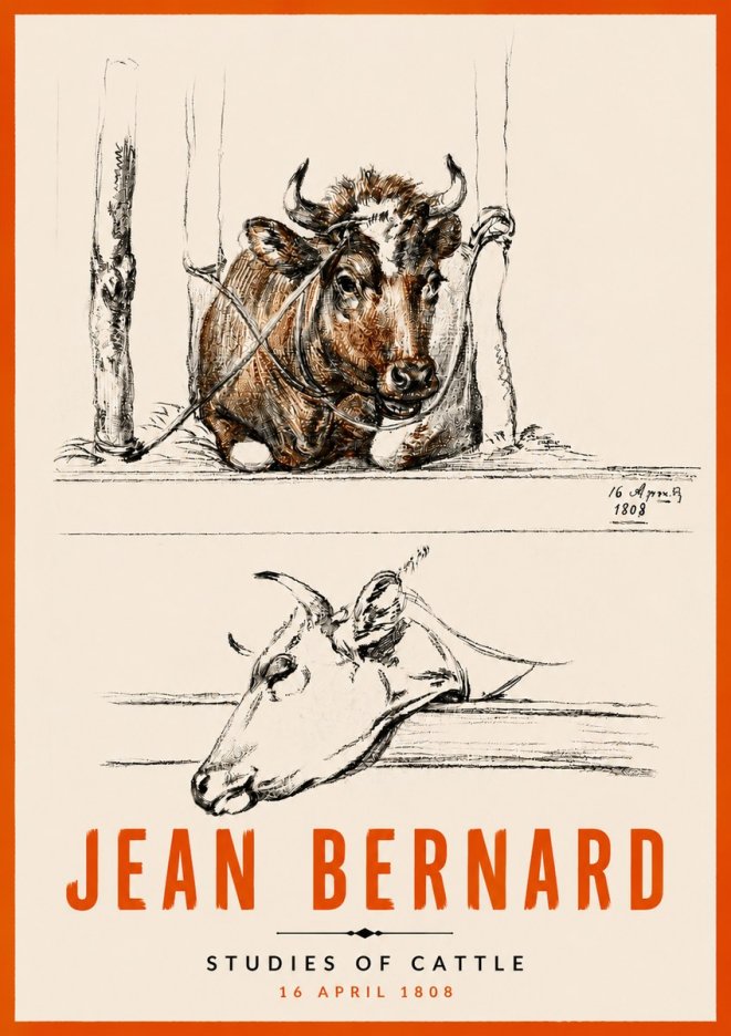 Jean Bernard Studies of Cattle III No5 - Plakat