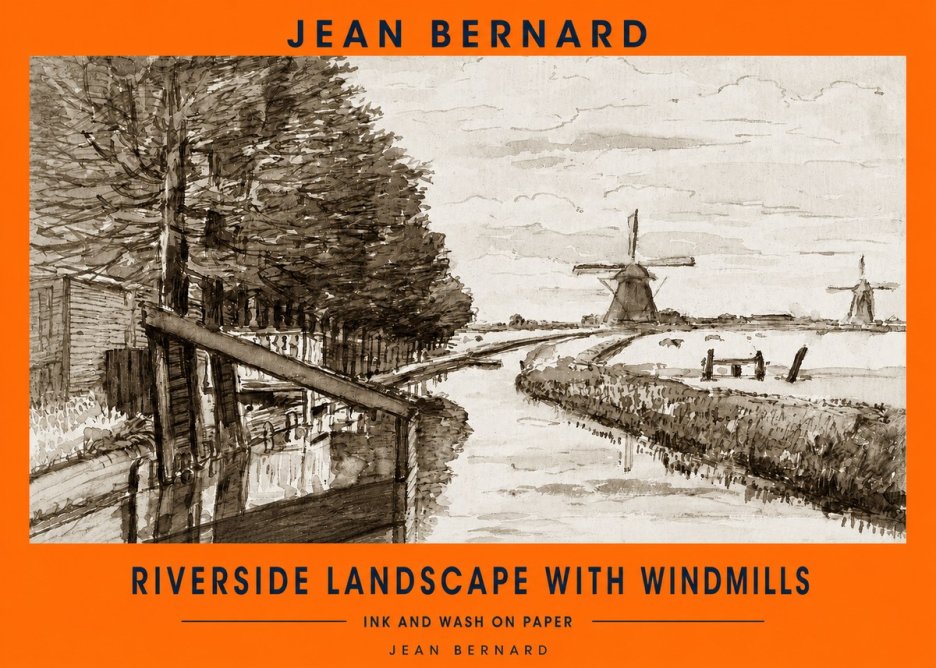 Jean Bernard Riverside Landscape with Windmills No2 - Plakat
