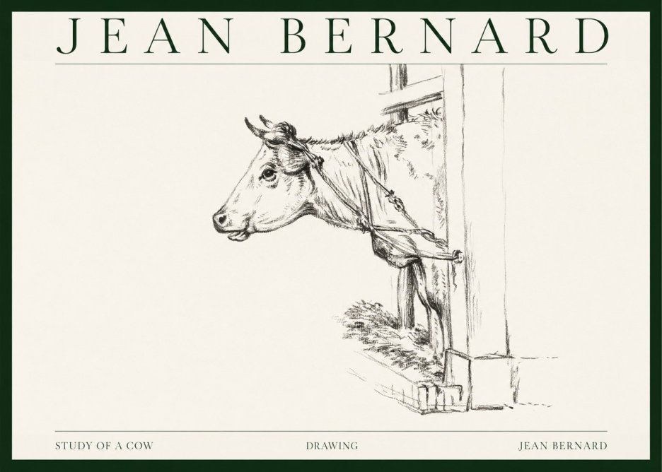 Jean Bernard Study of a Cow X No1 - Plakat