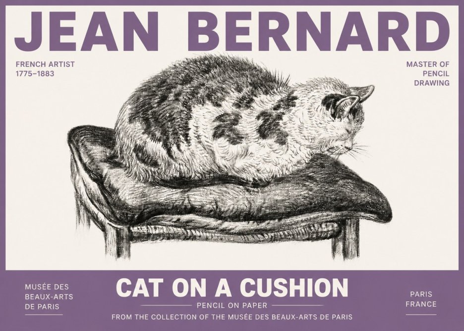 Jean Bernard Cat on a Cushion No4 - Plakat