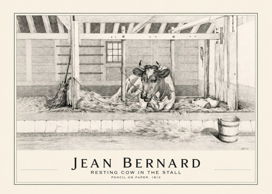 Jean Bernard Resting Cow in the Stall I No1 - Plakat