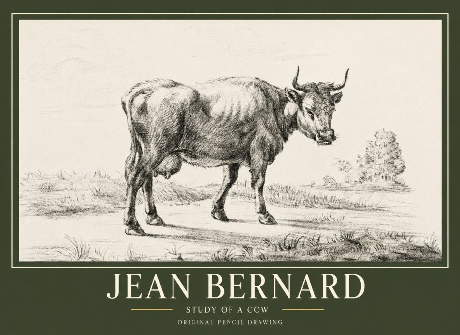 Jean Bernard Study of a Cow XII No1 - Plakat