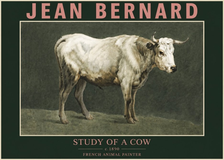 Jean Bernard Study of a Cow C. 1890 No3 - Plakat