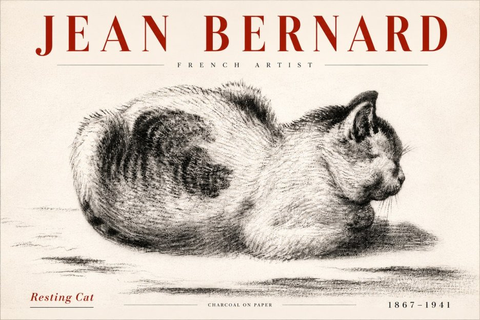 Jean Bernard Resting Cat No5 - Plakat