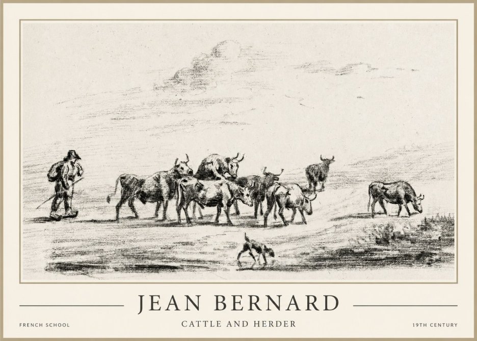 Jean Bernard Cattle and Herder No1 - Plakat