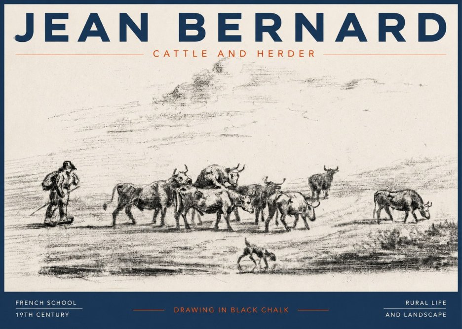 Jean Bernard Cattle and Herder No3 - Plakat