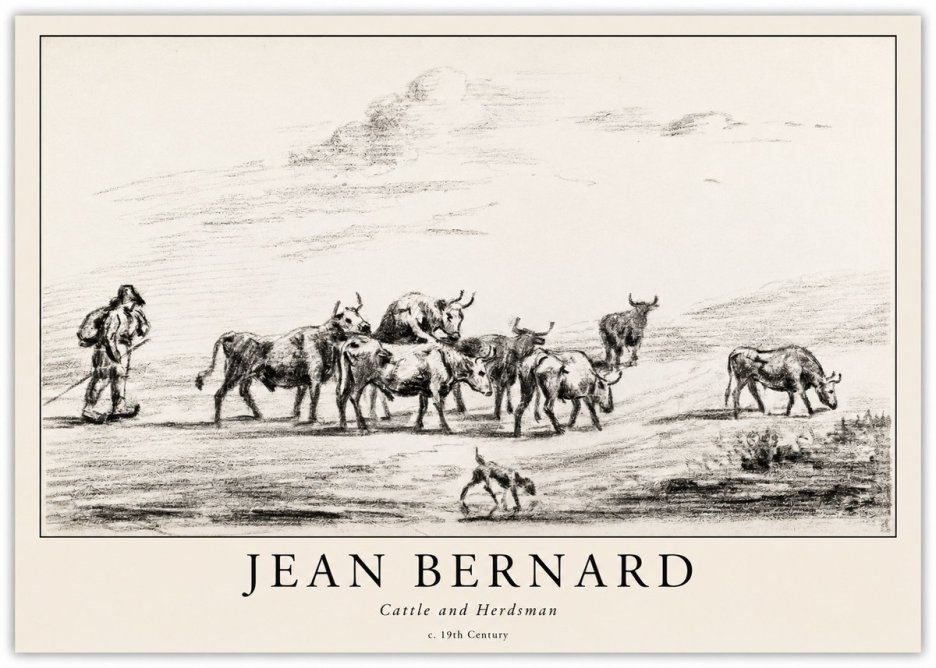 Jean Bernard Cattle and Herder No6 - Plakat