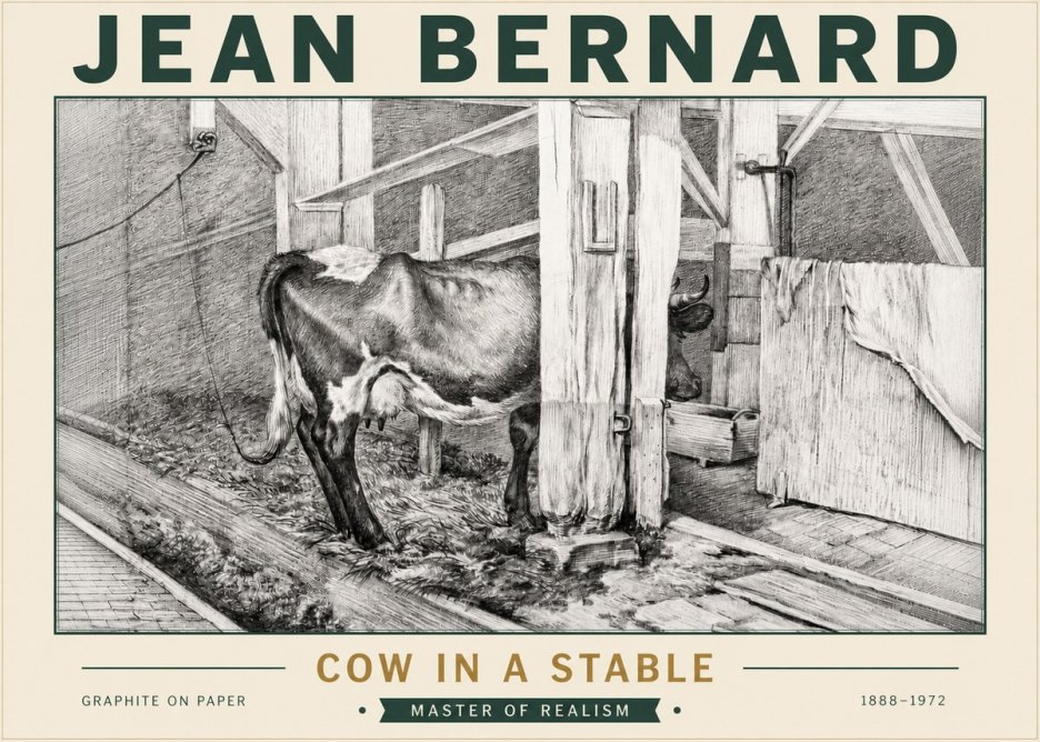 Jean Bernard Cow in a Stable No5 - Plakat