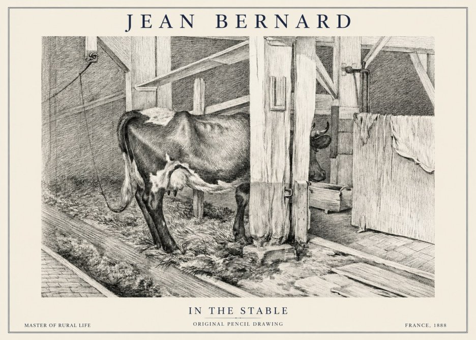 Jean Bernard Cow in a Stable No6 - Plakat