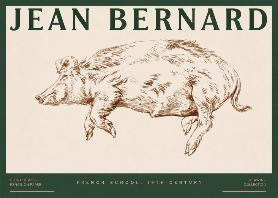 Jean Bernard Study of a Pig II No2 - Plakat