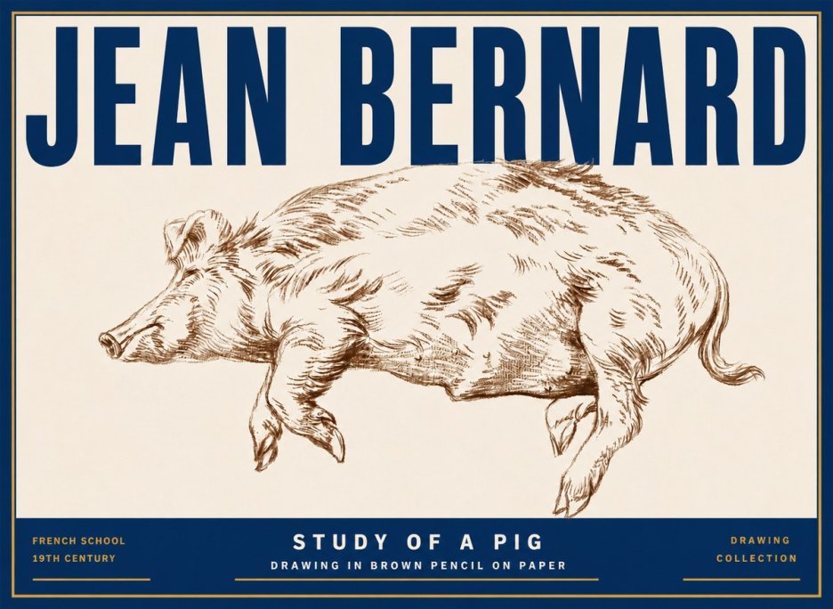 Jean Bernard Study of a Pig II No5 - Plakat