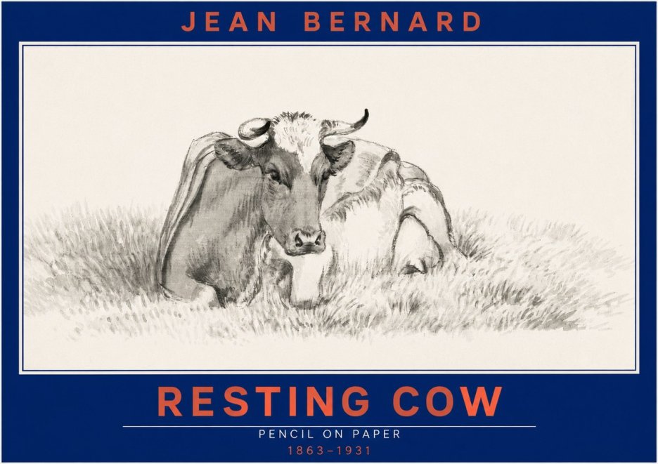 Jean Bernard Resting Cow IV No2 - Plakat