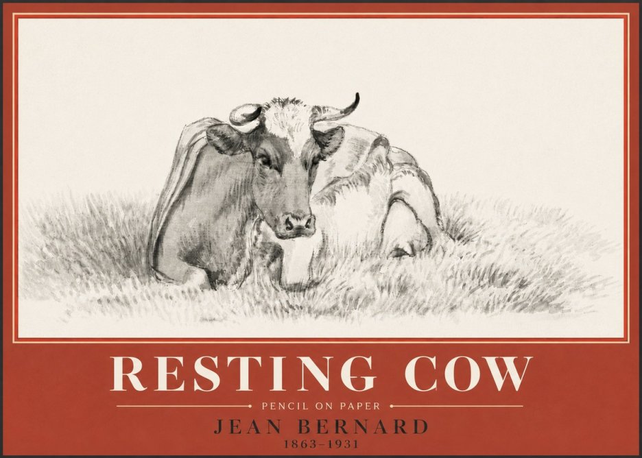 Jean Bernard Resting Cow IV No4 - Plakat