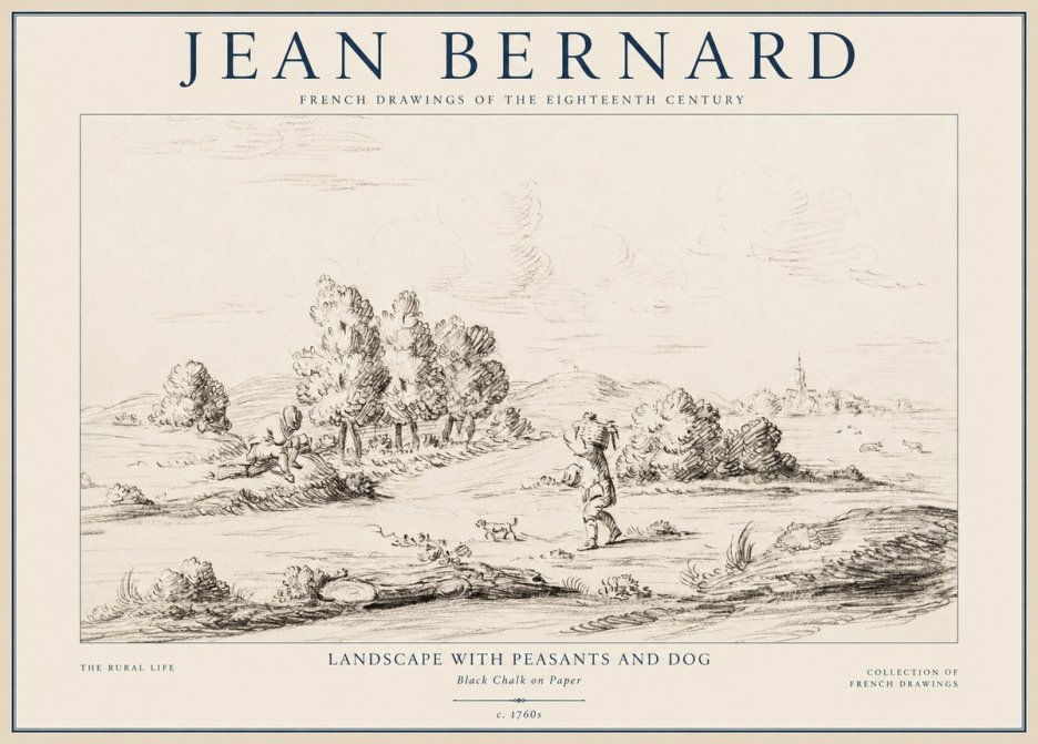 Jean Bernard Landscape with Figures and Distant Village No4 - Plakat
