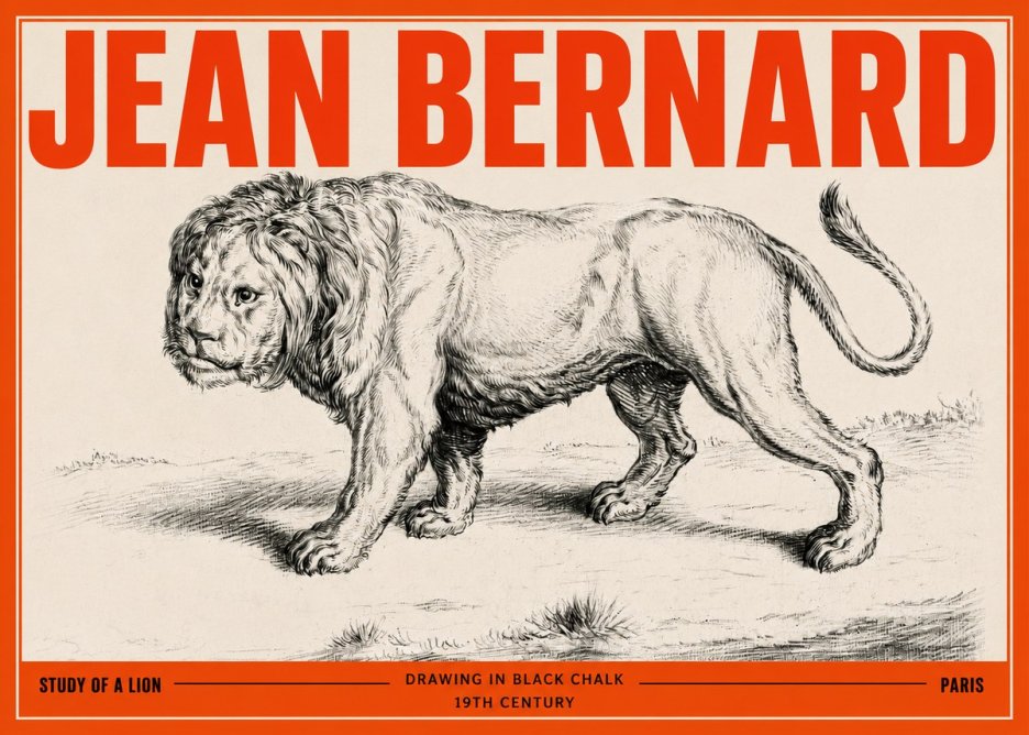 Jean Bernard Study of a Lion II No3 - Plakat