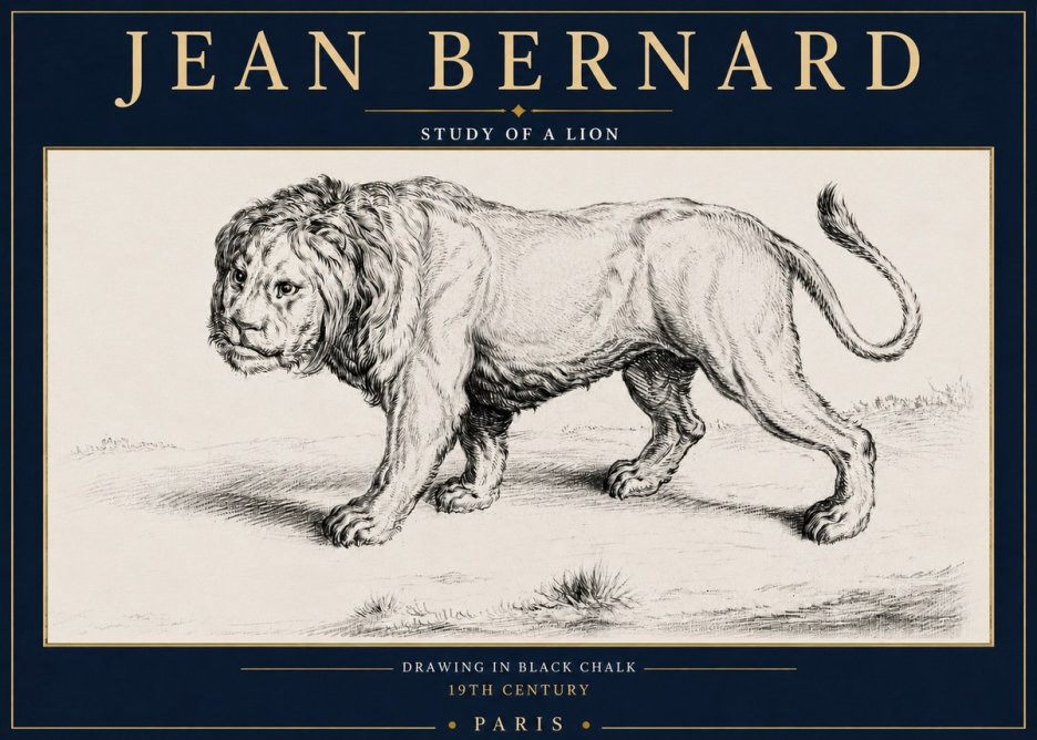 Jean Bernard Study of a Lion II No4 - Plakat
