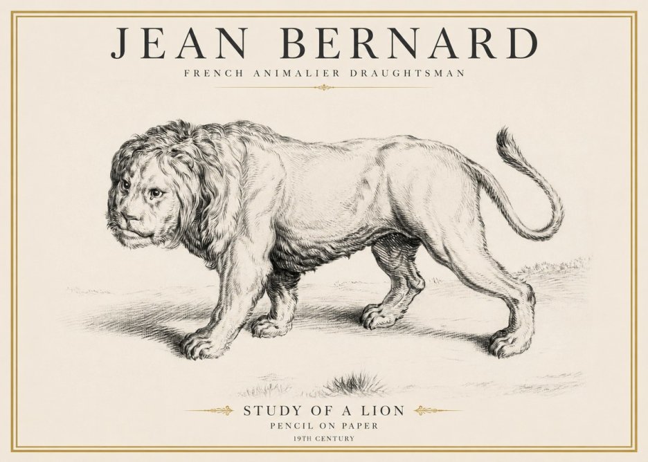Jean Bernard Study of a Lion II No6 - Plakat