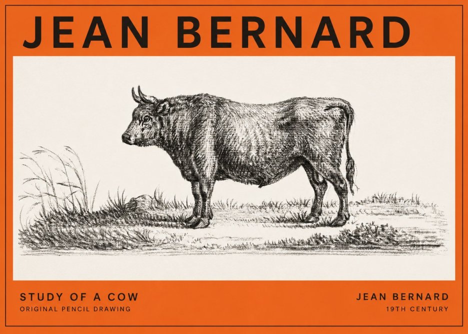 Jean Bernard Study of a Cow XIII No2 - Plakat