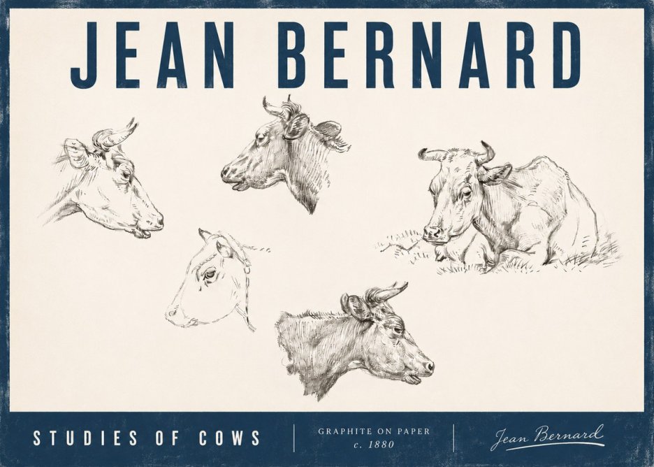 Jean Bernard Studies of Cows I No4 - Plakat