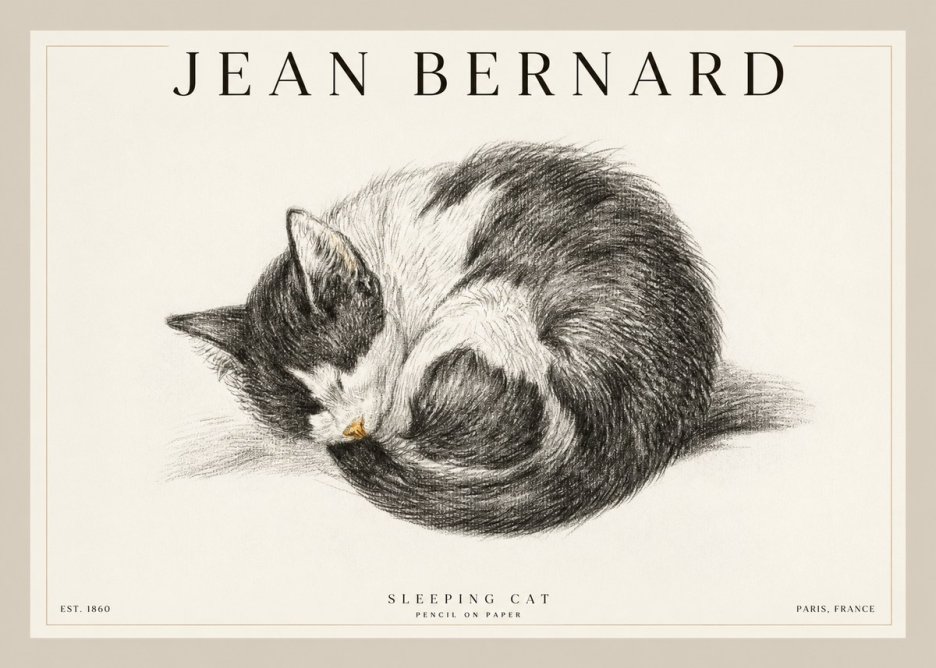 Jean Bernard Sleeping Cat VIII No2 - Plakat