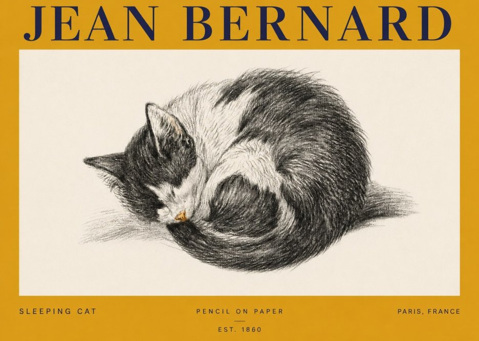 Jean Bernard Sleeping Cat VIII No3 - Plakat