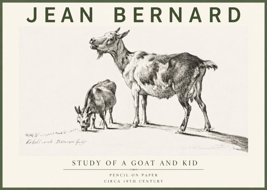 Jean Bernard Study of a Goat and Kid No4 - Plakat