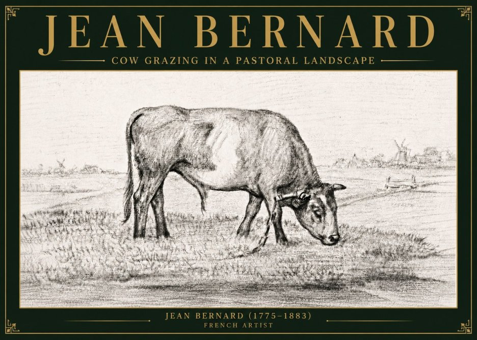 Jean Bernard Cow Grazing in a Pastoral Landscape No6 - Plakat