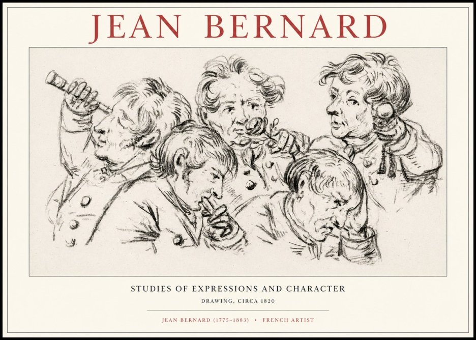 Jean Bernard Studies of Expressions and Character No1 - Plakat